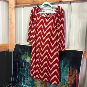 INC dress size large red and tan chevron